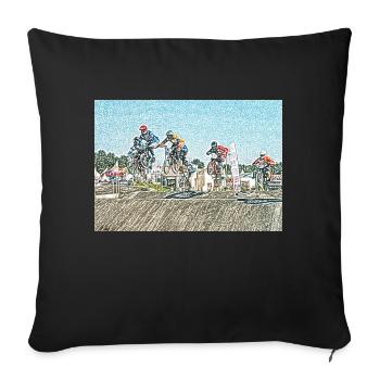 bmx race racing vtt motocross mtb bike rad - Housse de coussin décorative 45 x 45 cm - noir - Devant