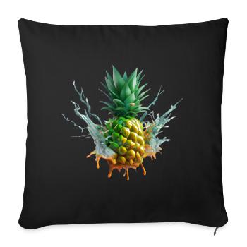 Farbenfrohe Ananas - Sofakissenbezug 45 x 45 cm - Schwarz - Vorne