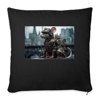 Ratte3 - Sofakissenbezug 45 x 45 cm - Schwarz - Vorne