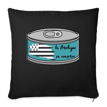 la bretagne sa conserve cadeau homme femme enfant - Housse de coussin décorative 45 x 45 cm - noir - Devant