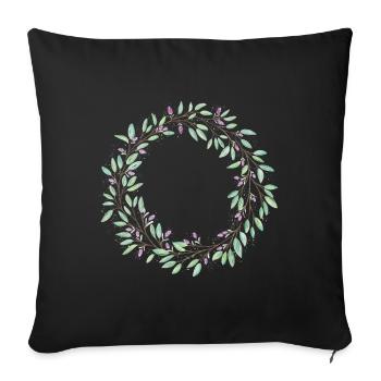 Floral wreath, customisable - Sofa pillowcase 17,3'' x 17,3'' (45 x 45 cm) - black - Front