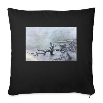 Natur wie gemalt - Sofakissenbezug 45 x 45 cm - Schwarz - Vorne