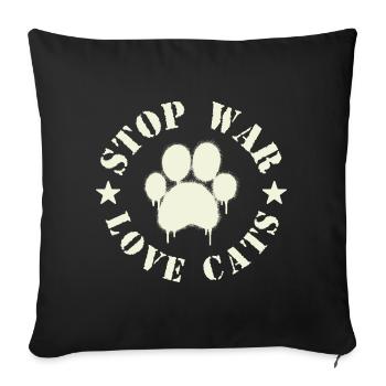 Stop War Love Cats - Housse de coussin décorative 45 x 45 cm - noir - Devant
