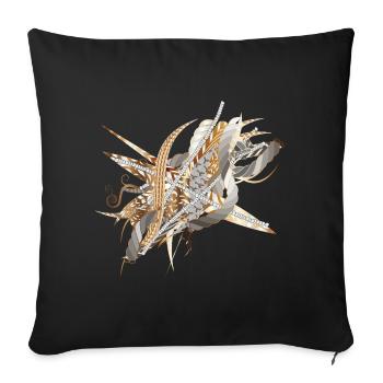 motif artistique en filigrane fait de rubans et de plumes - Housse de coussin décorative 45 x 45 cm - noir - Devant