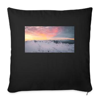 Coucher de soleil coloré sur le mont Parnasse en Grèce - Housse de coussin décorative 45 x 45 cm - noir - Devant