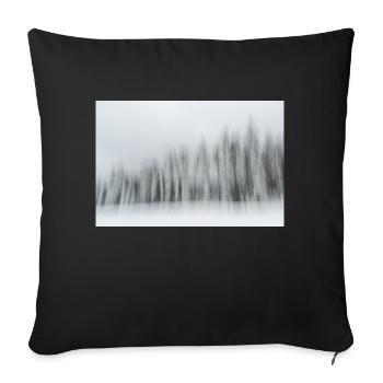 Une rangée de conifères enneigés dans un paysage hivernal en m - Housse de coussin décorative 45 x 45 cm - noir - Devant