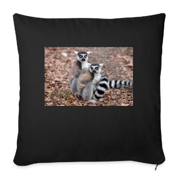 Lémurien à queue annelée (en allemand Katta) Lémurien catta - Housse de coussin décorative 45 x 45 cm - noir - Devant