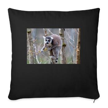 Lémurien à queue annelée (en allemand Katta) Lémurien catta - Housse de coussin décorative 45 x 45 cm - noir - Devant