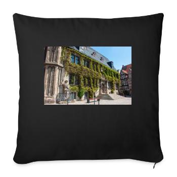 city hall (Rathaus) Quedlinburg Saxony-Anhalt - Sofa pillowcase 17,3'' x 17,3'' (45 x 45 cm) - black - Front