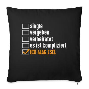 Beziehungsstatus Esel - Sofakissenbezug 45 x 45 cm - Schwarz - Vorne