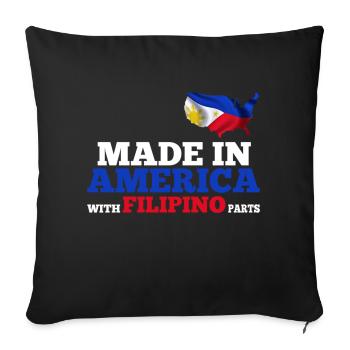 Made in America with Filipino parts - Sofa pillowcase 17,3'' x 17,3'' (45 x 45 cm) - black - Front