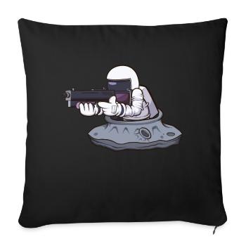 Astronaut With Weapon - Sofa pillowcase 17,3'' x 17,3'' (45 x 45 cm) - black - Front