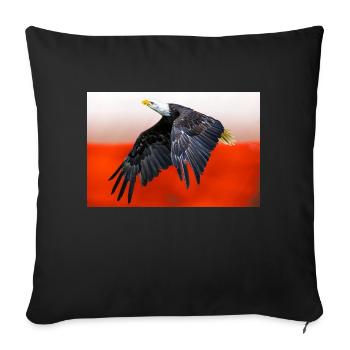 Polish eagle against the background of the national flag. - Sofa pillowcase 17,3'' x 17,3'' (45 x 45 cm) - black - Front