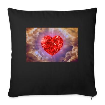 God's heart. - Sofa pillowcase 17,3'' x 17,3'' (45 x 45 cm) - black - Front