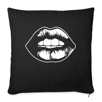 Lèvres, bouche, baisers lèvres - Housse de coussin décorative 45 x 45 cm - noir - Devant