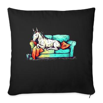 Lazy unicorn chilling on the sofa - Sofa pillowcase 17,3'' x 17,3'' (45 x 45 cm) - black - Front
