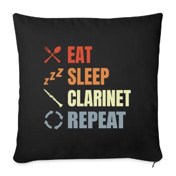 Manger Sommeil Clarinette Répéter - Housse de coussin décorative 45 x 45 cm - noir - Devant