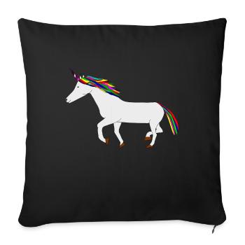 colorful unicorn - Sofa pillowcase 17,3'' x 17,3'' (45 x 45 cm) - black - Front