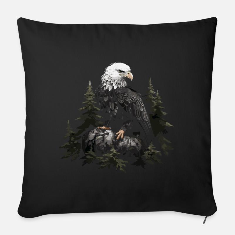 Weißkopfseeadler Adler Vogel Tier Wald - Sofakissenbezug 45 x 45 cm - Schwarz