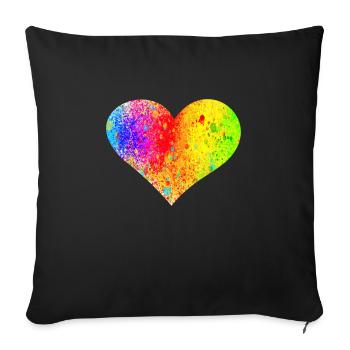 Rainbow Heart - Sofa pillowcase 17,3'' x 17,3'' (45 x 45 cm) - black - Front