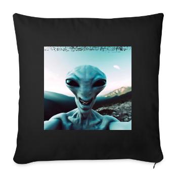 Alien selfie in the mountains - Sofa pillowcase 17,3'' x 17,3'' (45 x 45 cm) - black - Front