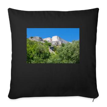 Knin Fortress (Kninska tvrđava) Croatia - Sofa pillowcase 17,3'' x 17,3'' (45 x 45 cm) - black - Front