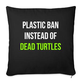 Turtles Rescue Saying English - Sofa pillowcase 17,3'' x 17,3'' (45 x 45 cm) - black - Front