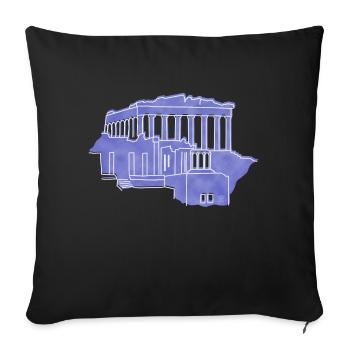 "Akropolis", Boho Line Art Design, Serie "Greece" - Sofakissenbezug 45 x 45 cm - Schwarz - Vorne
