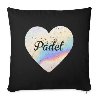 Padel Coeur mignon | Amateur de sports de padel - Housse de coussin décorative 45 x 45 cm - noir - Devant