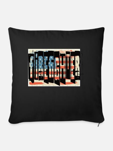 Feuerwehrmann / Firefighter - Sofakissenbezug 45 x 45 cm - Schwarz