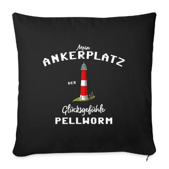 Pellworm , Ankerplatz der Glücksgefühle - Sofakissenbezug 45 x 45 cm - Schwarz - Vorne