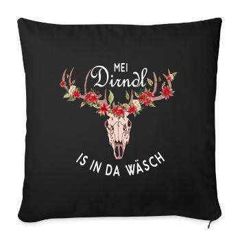 Dirndl est dans da Wäsch Hirschgeweih Volksfest - Housse de coussin décorative 45 x 45 cm - noir - Devant