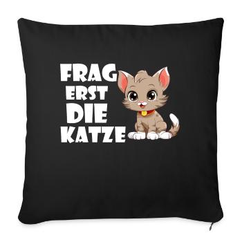 Demandez d’abord au chat. - Housse de coussin décorative 45 x 45 cm - noir - Devant