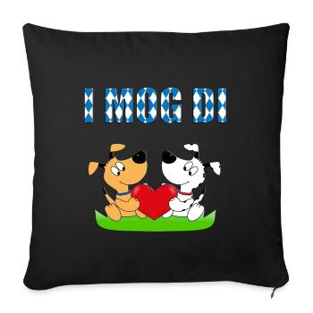 HUND - HUNDE - LIEBE - HERZ - VERLIEBT - I MOG DI - Sofakissenbezug 45 x 45 cm - Schwarz - Vorne
