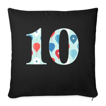 10e anniversaire ballon - Housse de coussin décorative 45 x 45 cm - noir - Devant