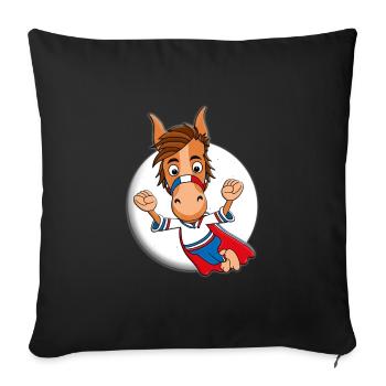 PFERD - SUPERHELD - MONDSCHEIN - HELD - PONY - Sofakissenbezug 45 x 45 cm - Schwarz - Vorne