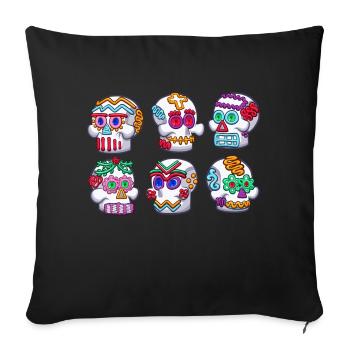 Crânes en sucre - Housse de coussin décorative 45 x 45 cm - noir - Devant