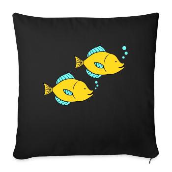 fische comic - Sofakissenbezug 45 x 45 cm - Schwarz - Vorne