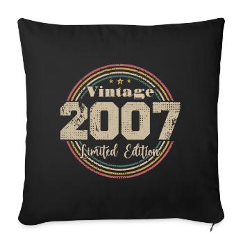 2007 Retro Vintage Geburtstag geboren in - 2007 - Sofakissenbezug 45 x 45 cm - Schwarz - Vorne