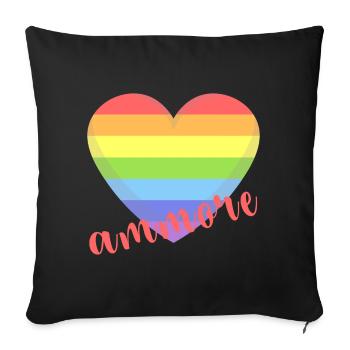 t-shirt Napoli ammore gay lgbt coeur gay pride - Housse de coussin décorative 45 x 45 cm - noir - Devant