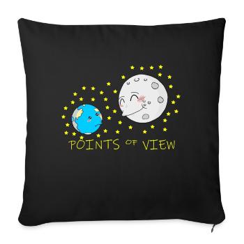 Cute Moon and Earth Positive Points of View Design - Sofa pillowcase 17,3'' x 17,3'' (45 x 45 cm) - black - Front