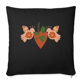 Colombes de Noël de paix avec le cœur - Housse de coussin décorative 45 x 45 cm - noir - Devant