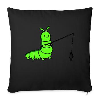 Pêche à la chenille - Housse de coussin décorative 45 x 45 cm - noir - Devant