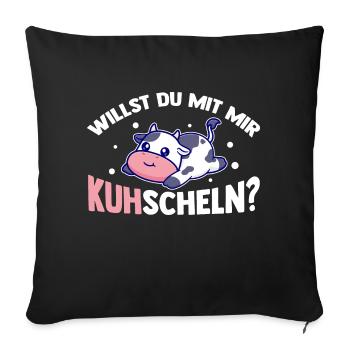 Kuh Bauernhof Kuhbauer Landwirt Rind Kühe - Sofakissenbezug 45 x 45 cm - Schwarz - Vorne
