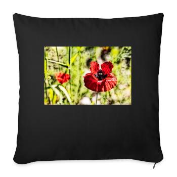 Poppies - Sofa pillowcase 17,3'' x 17,3'' (45 x 45 cm) - black - Front
