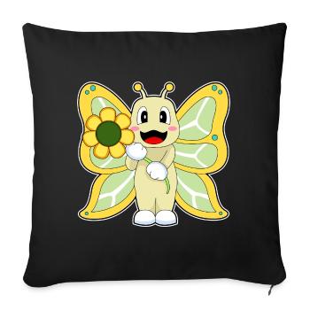 Butterfly Flower - Sofa pillowcase 17,3'' x 17,3'' (45 x 45 cm) - black - Front