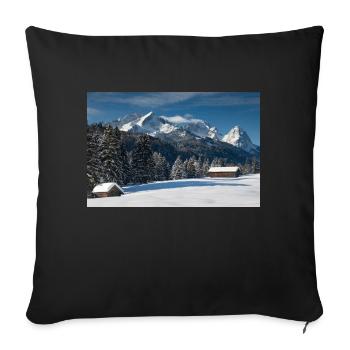 Winterstimmung mit Zugspitze - Sofakissenbezug 45 x 45 cm - Schwarz - Vorne