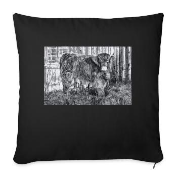Bovins Highland - Housse de coussin décorative 45 x 45 cm - noir - Devant