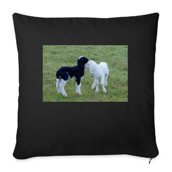 Agneaux noirs et blancs - Housse de coussin décorative 45 x 45 cm - noir - Devant