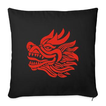 Tête de dragon chinois (rouge) - Housse de coussin décorative 45 x 45 cm - noir - Devant